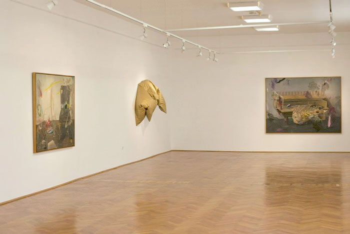 Spaces and Objects for Nothing,Art Museum Arad, exhibition view, Golden Duvet, 2015, textile, 144x200,56.6x78.0 in